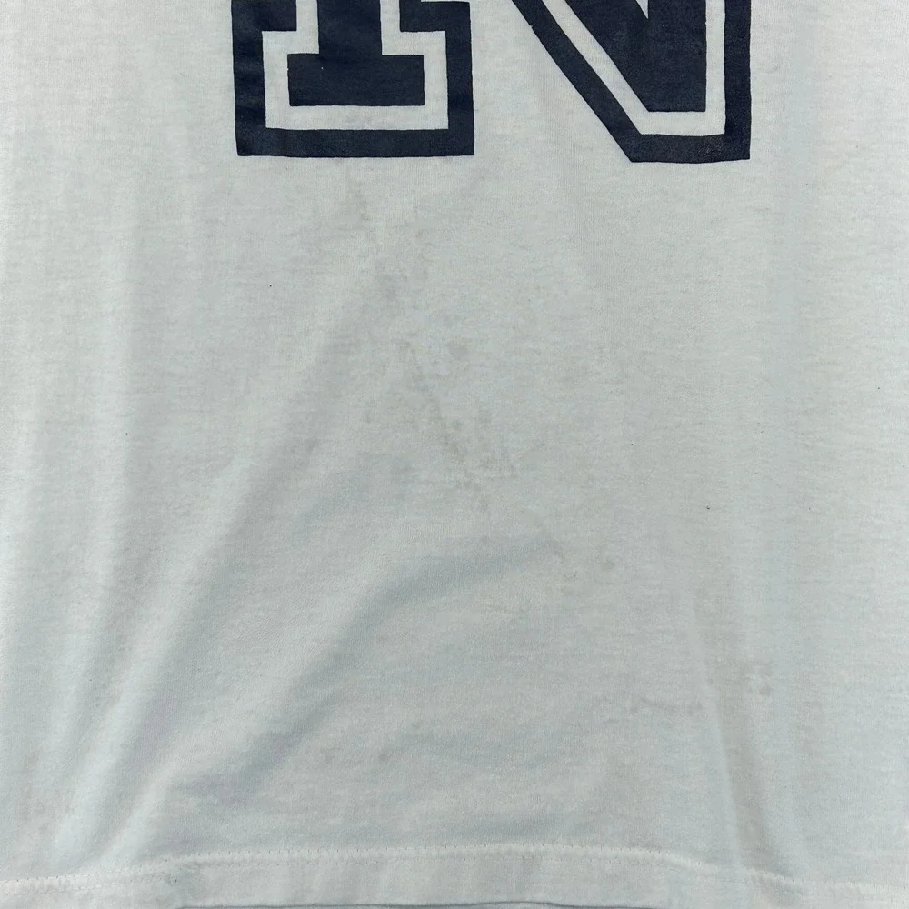 80s Vintage Navy Midshipmen Graphic Ringer Tee Mens Large Distressed Shirt